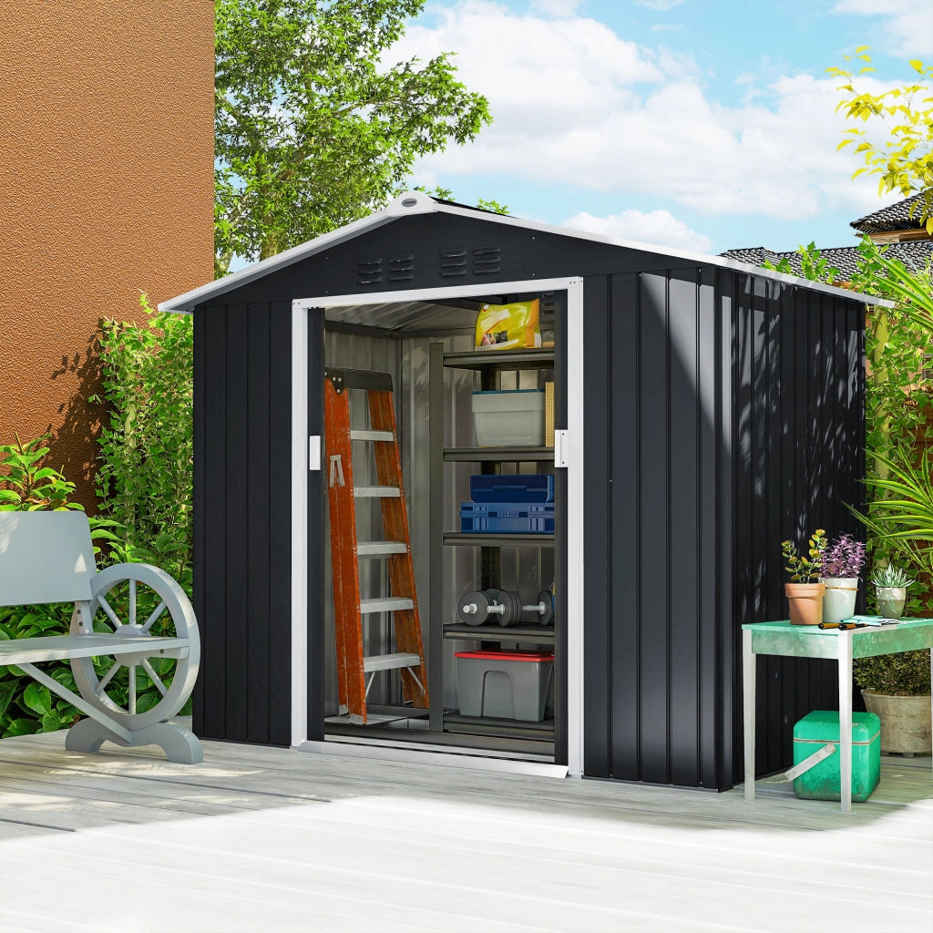 Casetta da Giardino in Metallo ¨C Zephmum ¨C Grigio Scuro 277x195x192 cm