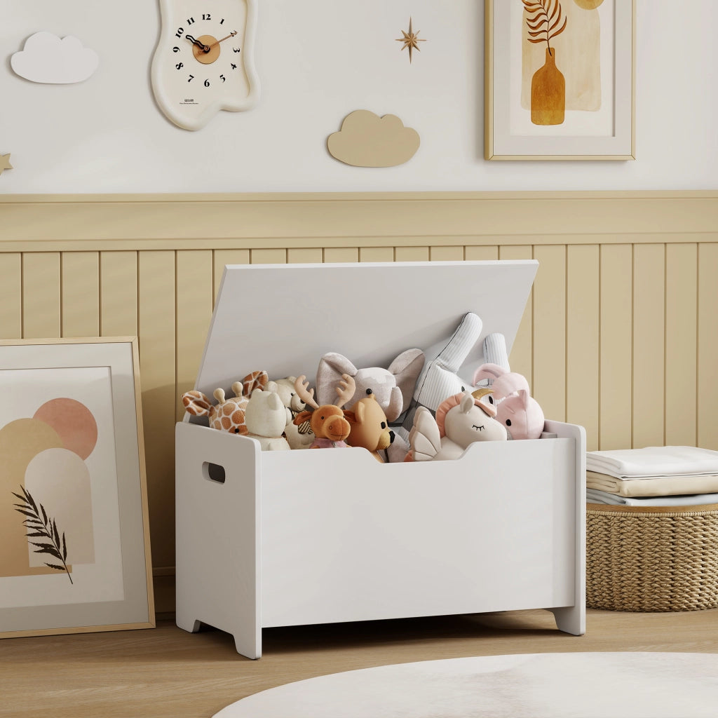 Cassa giocattoli per bambini con coperchio ¨C zephmum ¨C forma orso, bianco, 60x38x48 cm