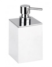 Dispenser Sapone Liquido Quadrato GAMMA in Ottone Cromo Opaco Bianco / 200 ml