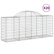 Cestini gabbioni recinzione a gabbia muro di contenimento ad arco 20 pezzi 200 x 50 x 80/100 cm ferro zincato argento 02_0040616