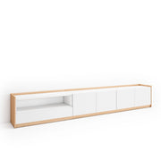 Mobile TV Soggiorno, 310x50x37 cm, Per TV fino a 80", Mobile Soggiorno, Bianco e Rovere soft