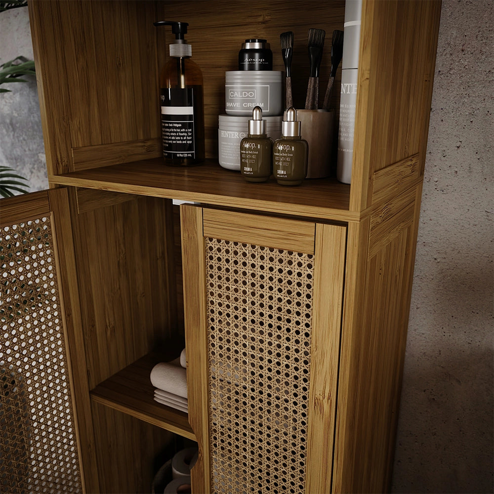 Vicco Armadio per il bagno Bambù 48 x 170 cm con 2 porte