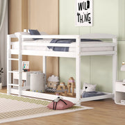 Letto a castello basso per bambini e ragazzi 90x200 cm in pino massello e MDF; bianco