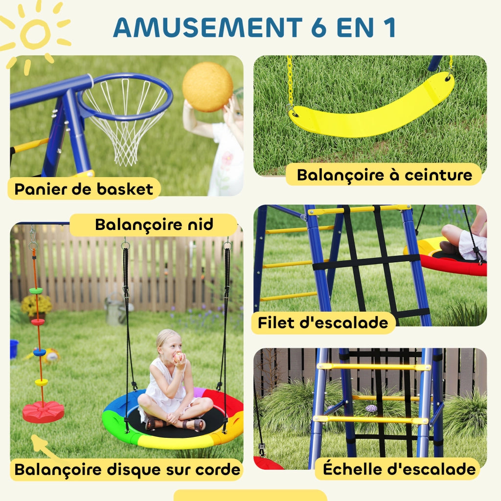 Set Gioco Giardino Portico Altalena 6 in 1 ¨C Zephmum ¨C Multicolore