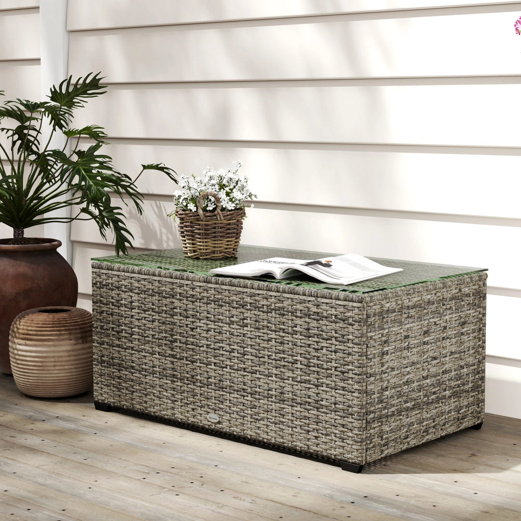 Tavolino da giardino ¨C Minimal ¨C grigio scuro, vetro temperato, 90x50x38