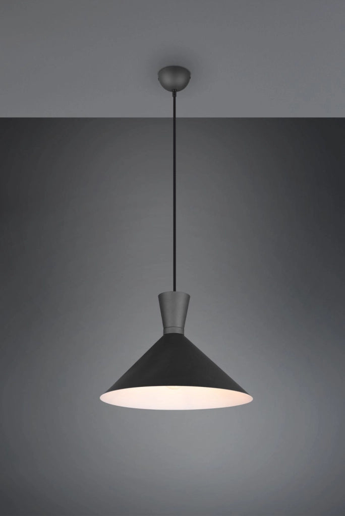 ENZO SOSPENSIONE DOPPIO CONO METALLO NERO D. 35CM 1 LUCE ATTACCO E27