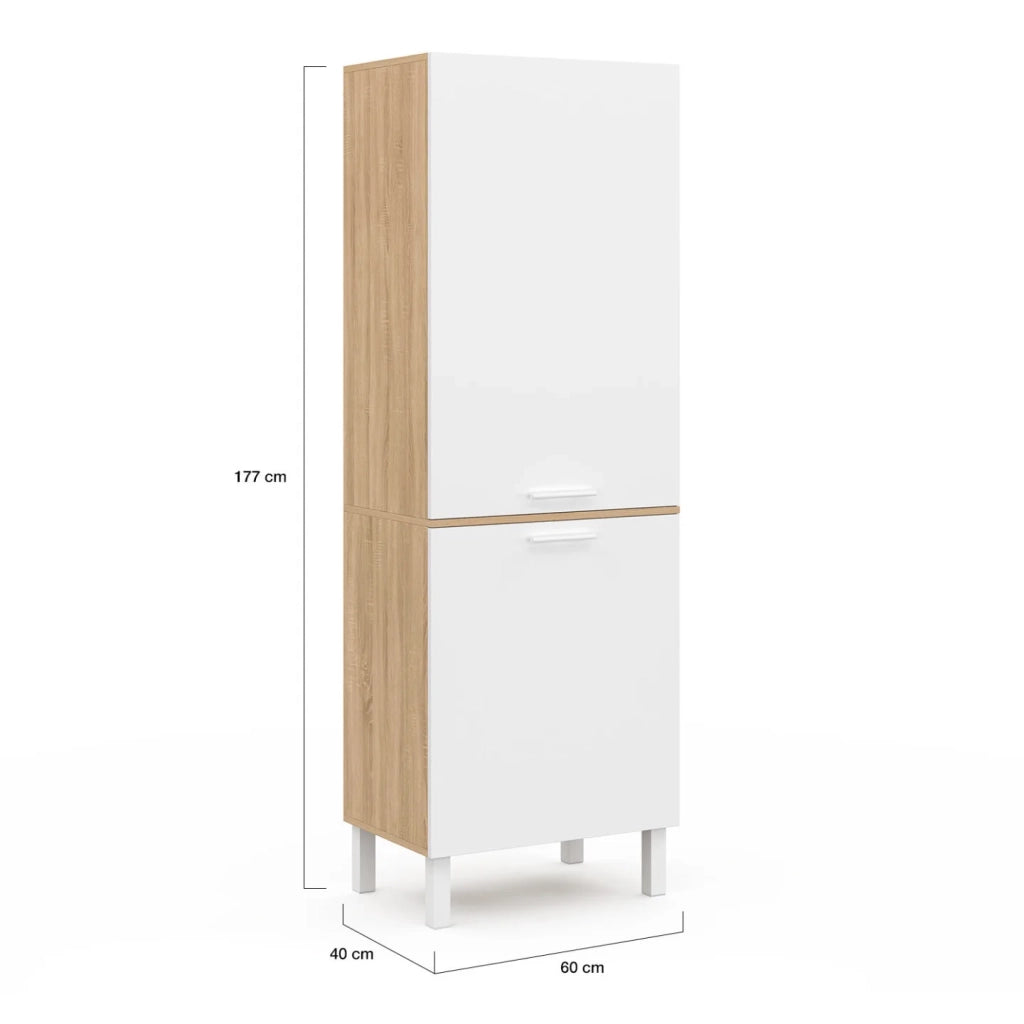 IDMarket - Mobile da cucina CINA 60 cm con 2 ante in faggio e bianco