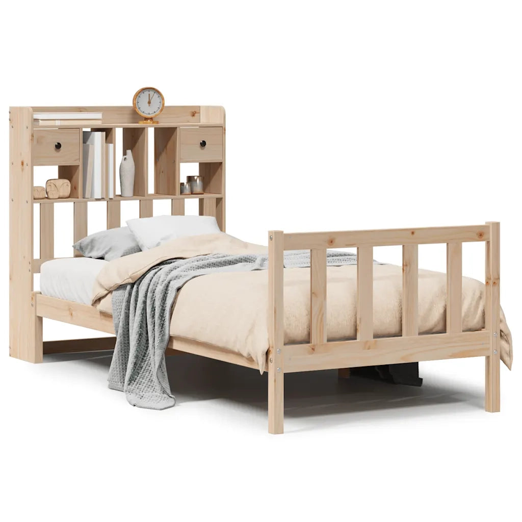 Letto Libreria senza Materasso 90x200 cm Legno Massello Pino 3321737