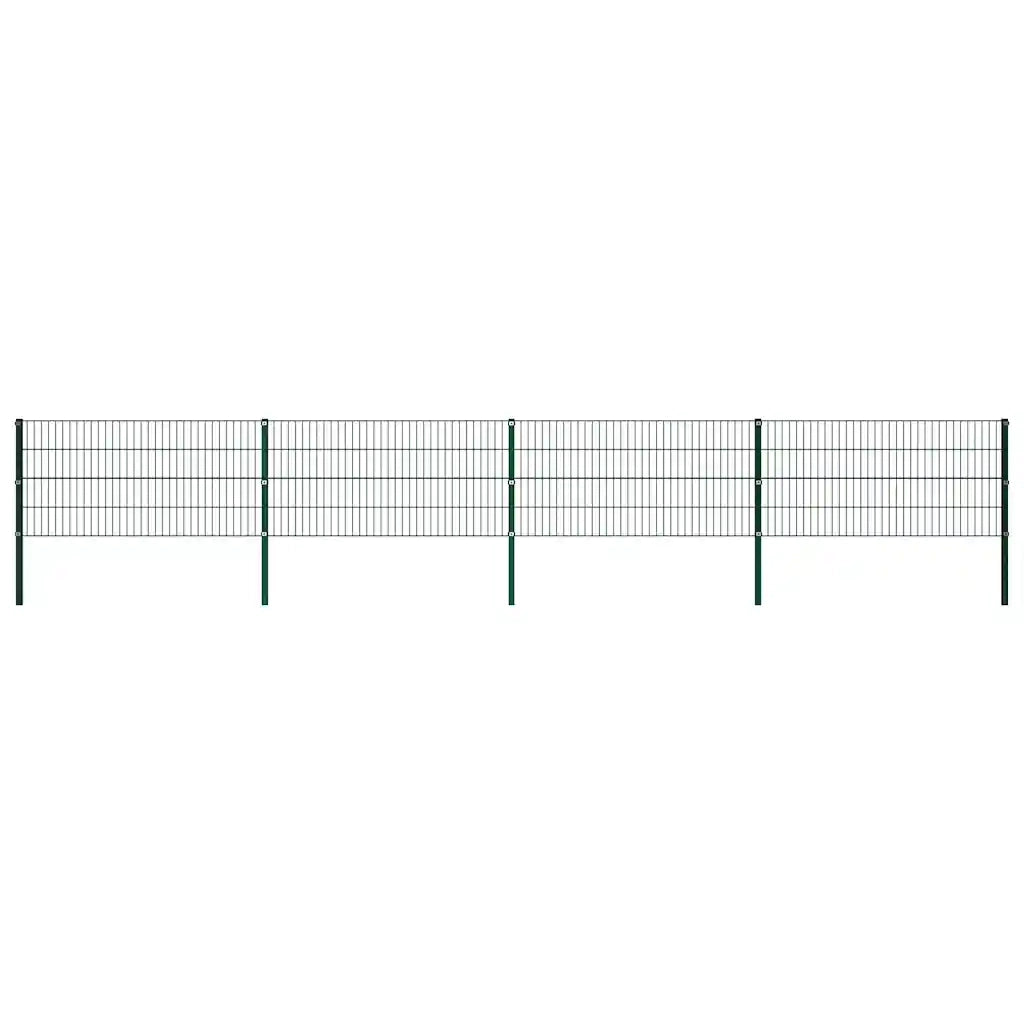 Pannello di Recinzione con Pali in Ferro 6,8x0,8 m Verde