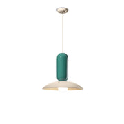 Lampadario Vintage Decò Pau Ceramica Crema E Turchese 1 Luce E27
