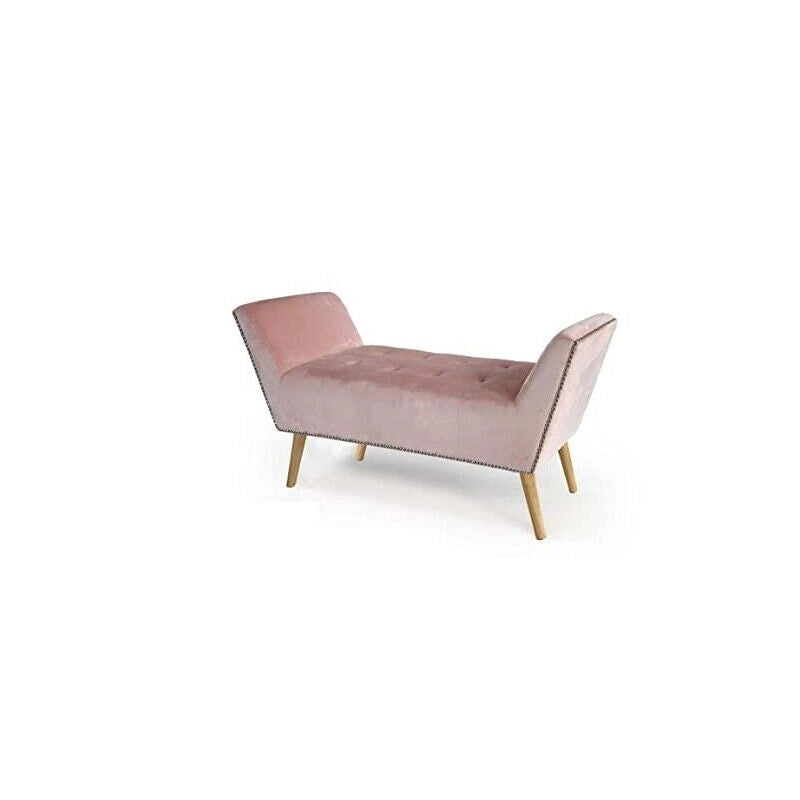 PANCA IN VELLUTO CON GAMBE LEGNO 117 X 40 X 60 CM IN COLORE ROSA ANTICO
