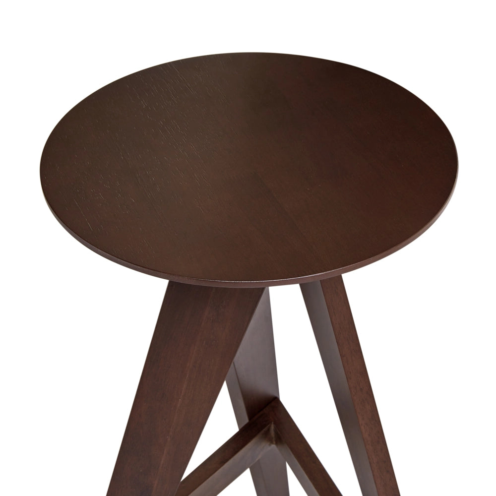 Set di 2 sgabelli in legno di caucciù marrone scuro in stile retrò per sala da pranzo cucina