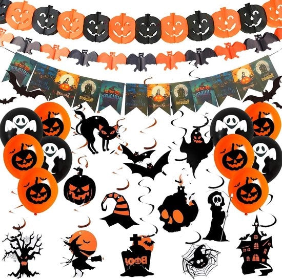 Decorazione di Halloween Premium - Veloce Slinger di Decorazioni, Grande Volo di Pipistrello, Pomponi, Drappi di Ragno, Accessori di Fotografia Horror, Palloncini - Festa di Halloween per Bambini