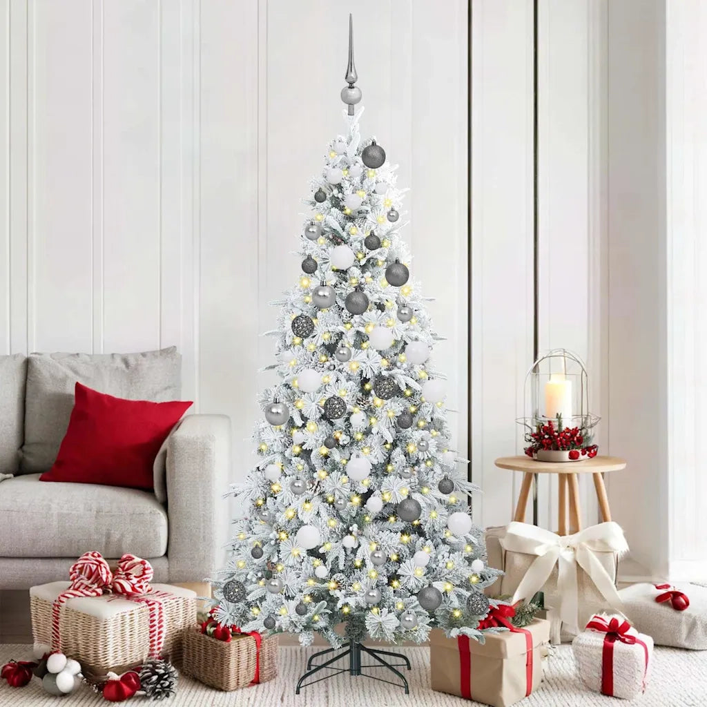 Albero di Natale Artificiale con Rami Pieghevoli Bianco 180 cm