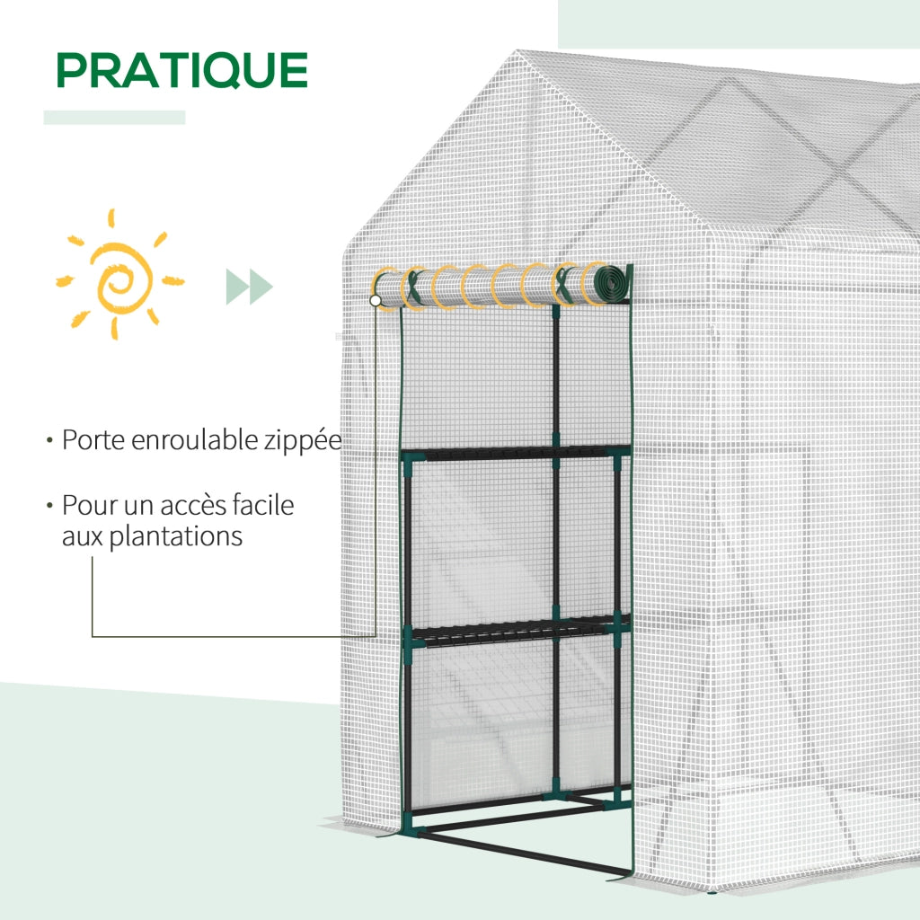 Serra da giardino con ripiani ¨C zephmum ¨C bianco 143x143x195cm