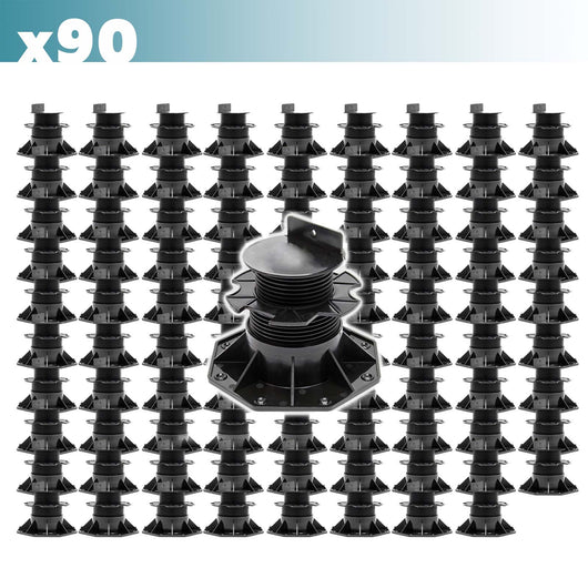 Set 90 supporti per pavimenti galleggianti, altezza regolabile 60-128mm Max 2700 kg, Pavimenti Decking