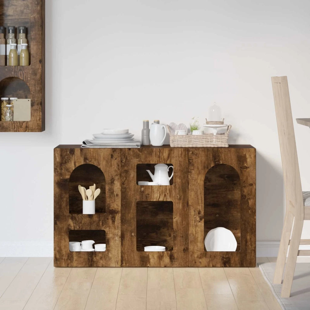 Credenza | Madia | Buffet da pranzo | Armadio da pranzo Rovere fum¨¦ 100 x 35 x 59 cm Legno multistrato