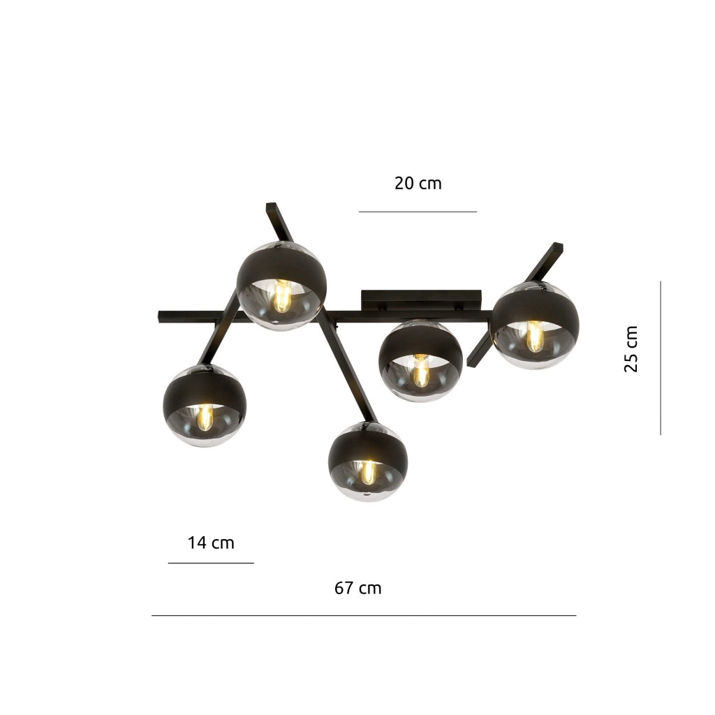 Lampadario Emibig SMART 5 luci E14 nero/trasparente