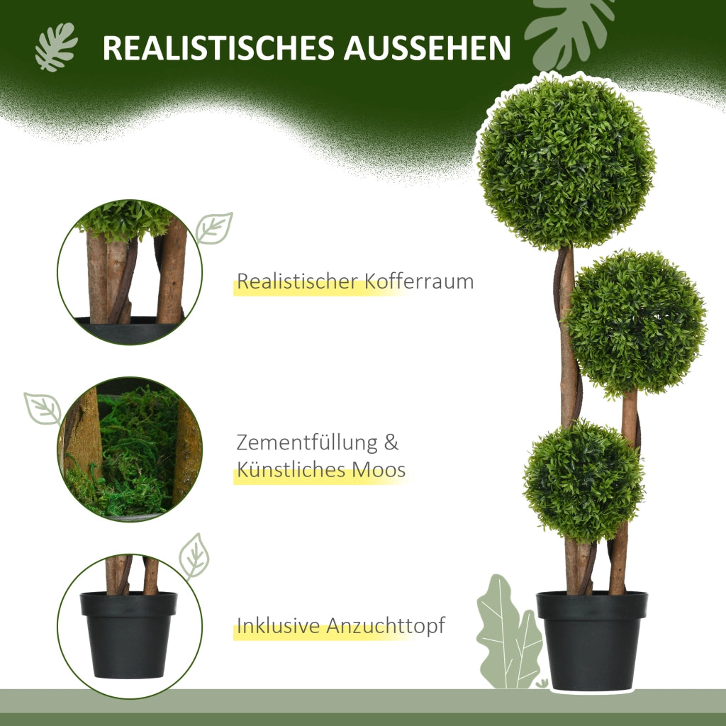 Buxus artificiale grande 110cm con 3 sfere ¨C zephmum ¨C verde UV resistente per giardino esterno