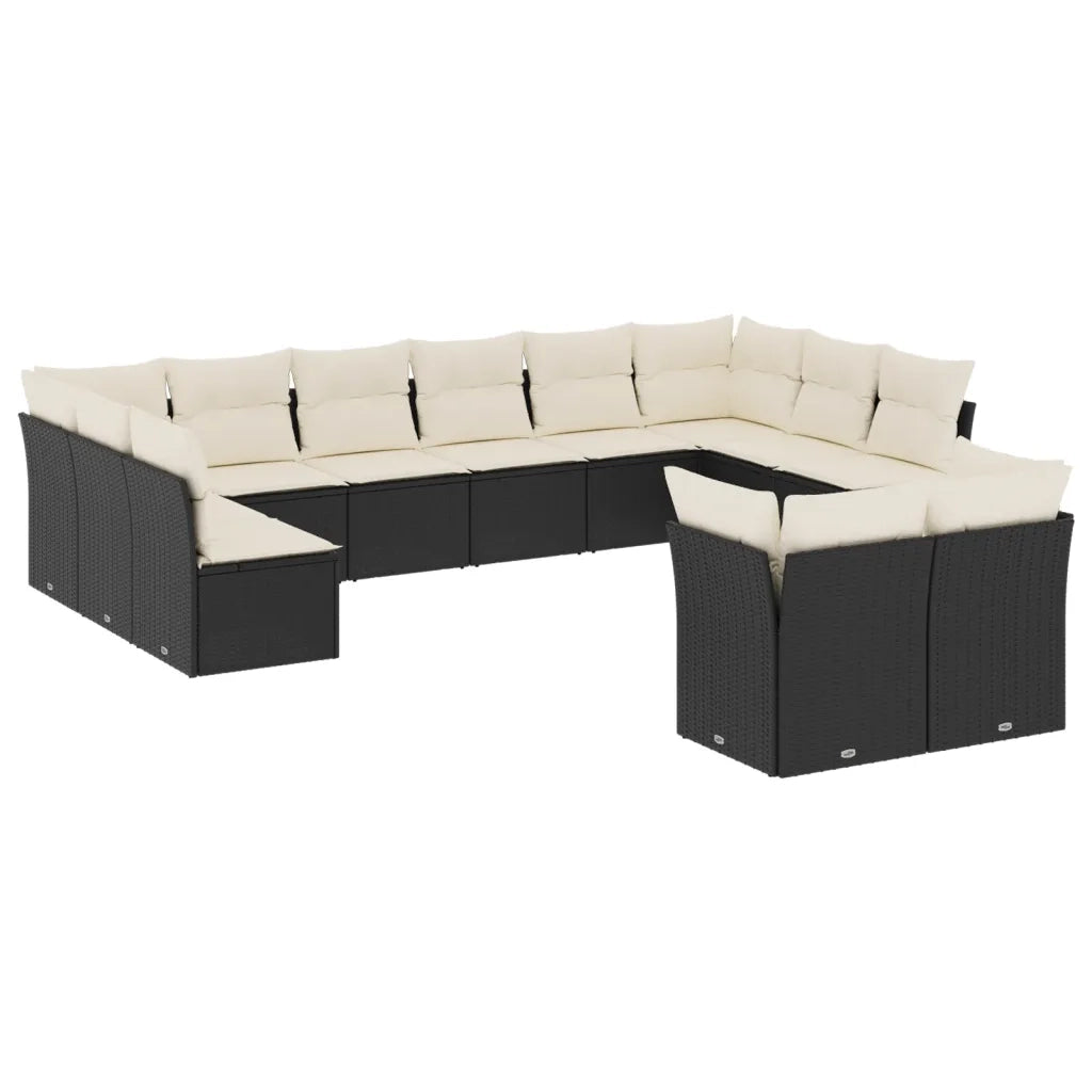 Set Divani da Giardino 12 pz con Cuscini Nero in Polyrattan 3218426