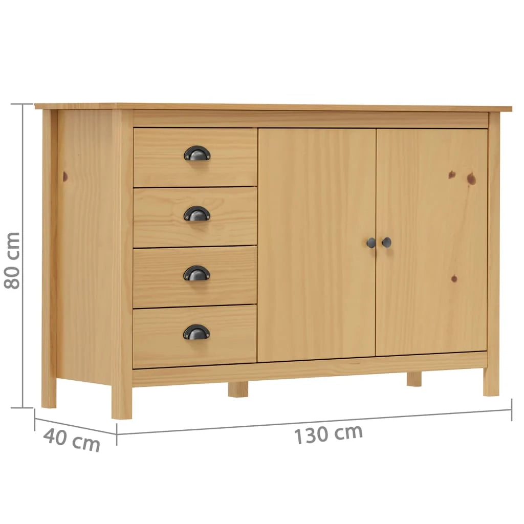 Buffet credenza cassettiera armadio mobile contenitore organizer per cucina soggiorno salotto Hill 130 x 40 x 80 cm legno massello di pino marrone 02_0035677