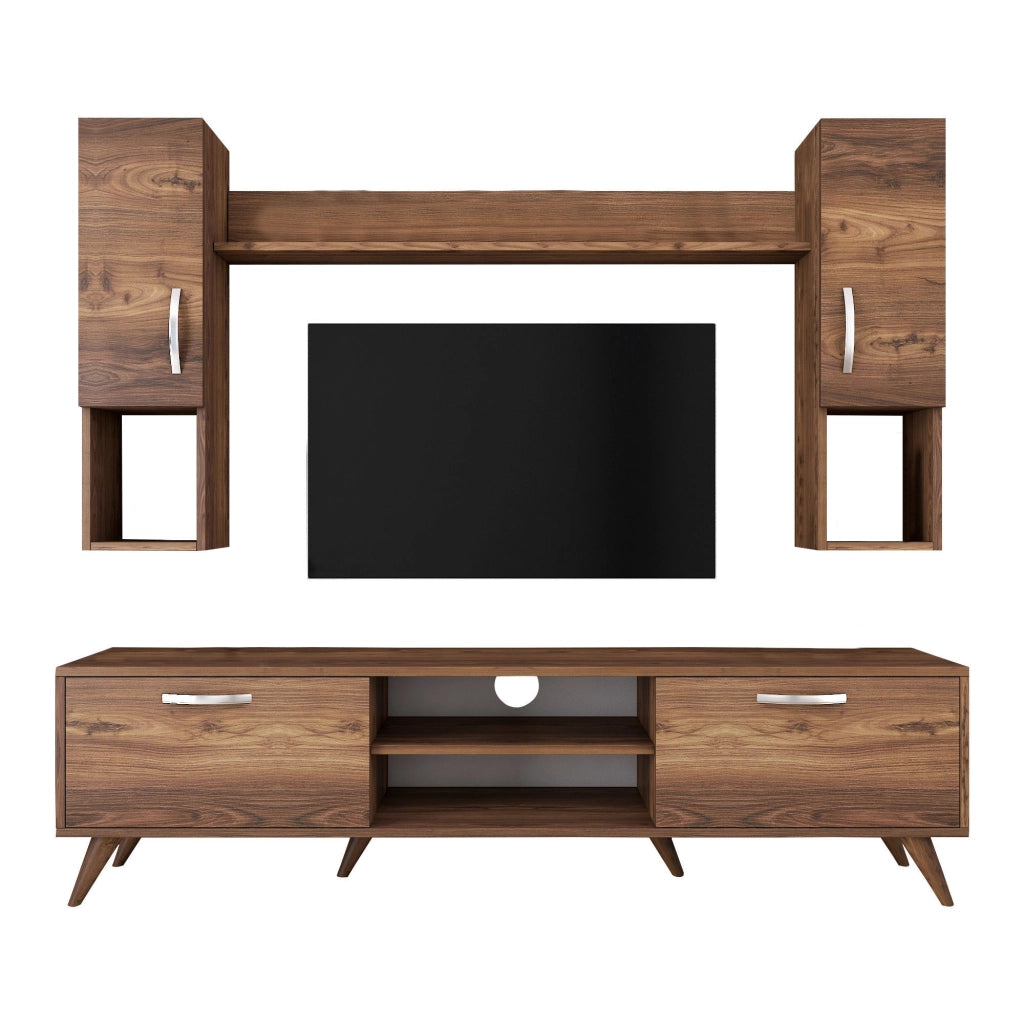 Porta TV in legno "Mezalun" - 180 x 35 x 48 cm - Marrone