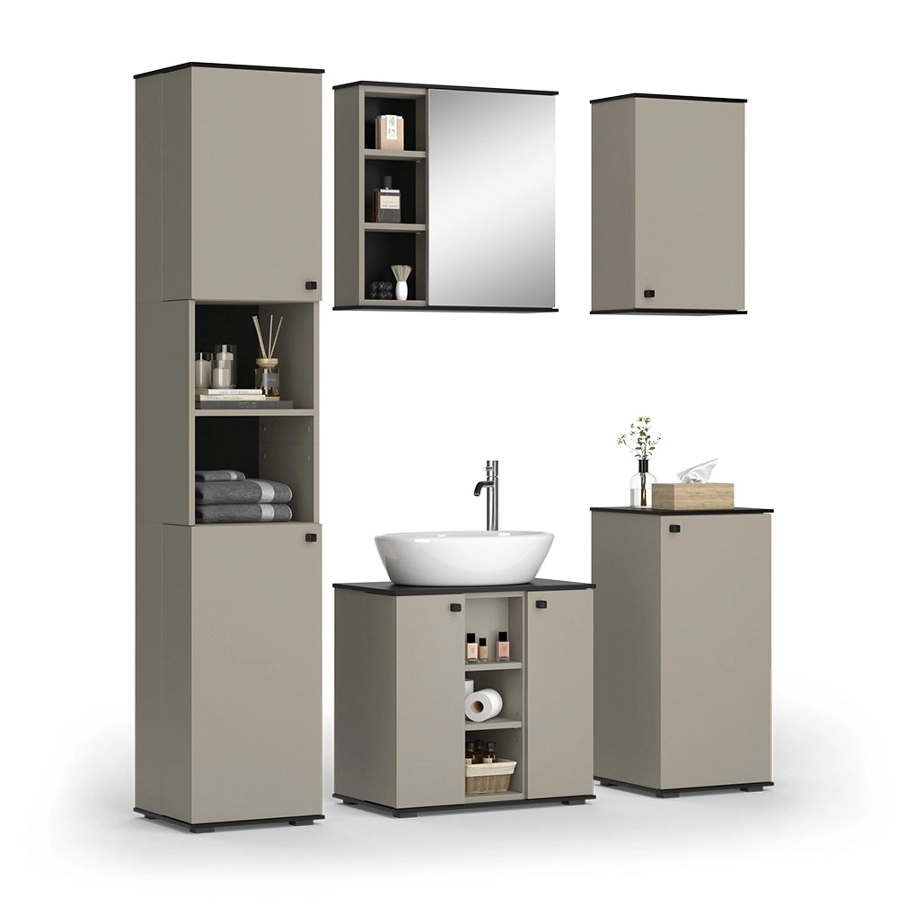 Vicco Set di mobili da bagno Grigio 5 parti