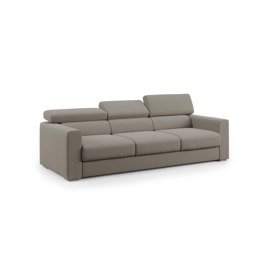 Dylan Divano a 3 sedute con estraibile a cassettone in tessuto simil cotone impermeabile T13 240 cm tortora