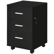 Mobiletto Ufficio con Cassettiera su Ruote, 3 Cassetti con Serratura, 40x40x61,5 cm, Nero