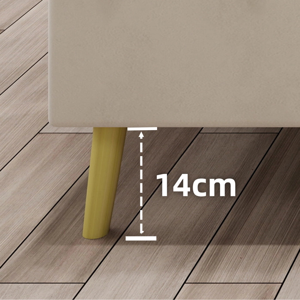 Letto per Bambini Singolo 140x200 cm; con Testiera Imbottita in Tessuto e Metallo; Beige