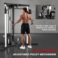 Stazione Fitness per Allenamento Totale con Sbarra per Trazioni e Bilanciere, in Acciaio, 170x139x200 cm, Nero