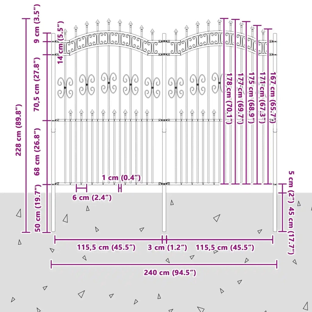 Recinzione per Giardino KAMPEN Grigio 42003967