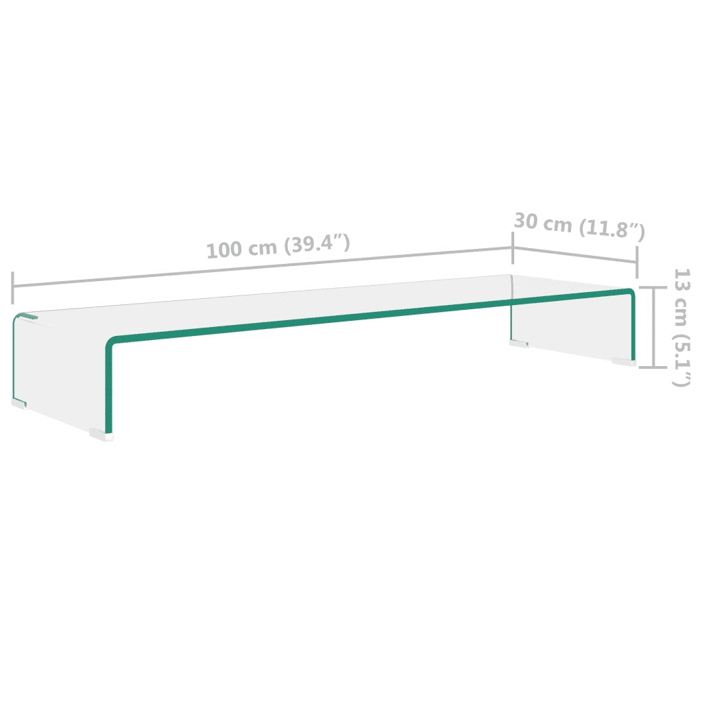 Mobile/Rialzo Porta TV in Vetro-Supporto per TV Trasparente 100x30x13 cm