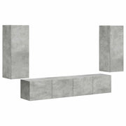 Set di Mobiletto da TV a Parete 4 pz | Armadietto TV | Mobile Porta TV Grigio cemento