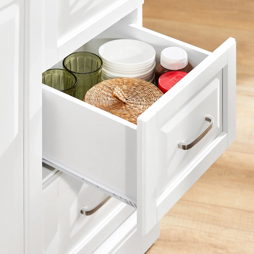 Carrello Cucina Mobile Cucina Bianco Con Route Credenza Cucina Piano in Acciaio FKW41-ST