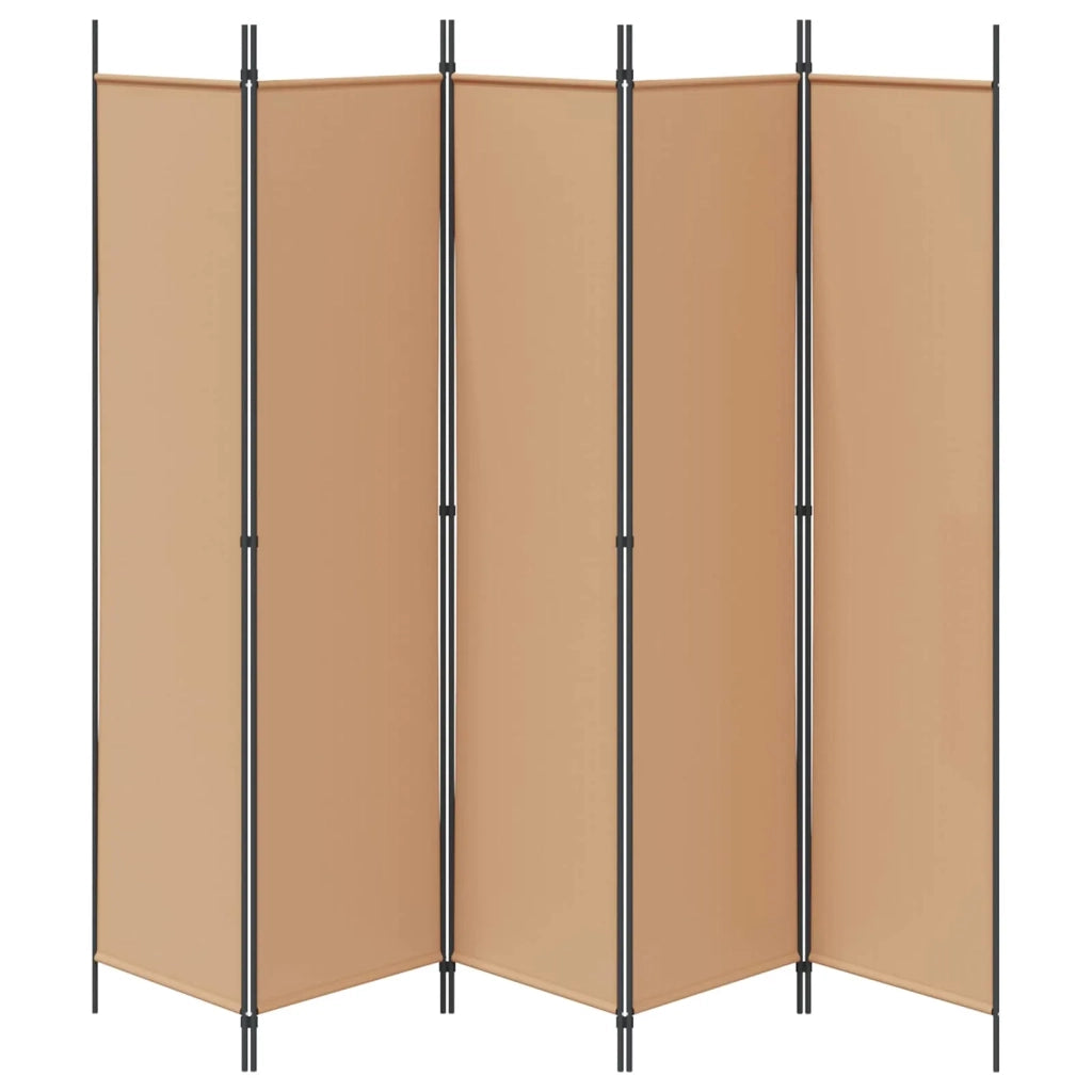 Paravento a 5 Pannelli Beige 250 x 200 cm Tessuto 42039209