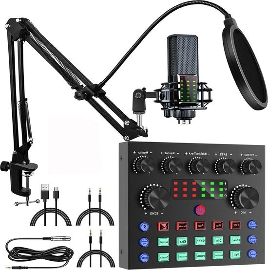 Microfono per gaming per streaming Dj set interfacce audio con mixer live streaming tutto in uno - scheda audio USB microfono karaoke trasformazione vocale microfono condensatore