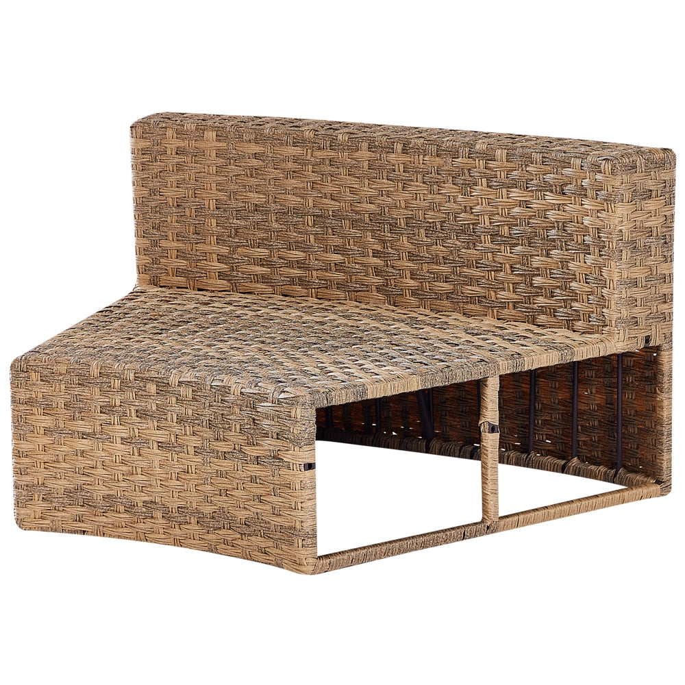 Set divano ad angolo da giardino marrone dorato finto rattan a forma di U 9 posti cuscini bianchi curvi con tavolo set di conversazione