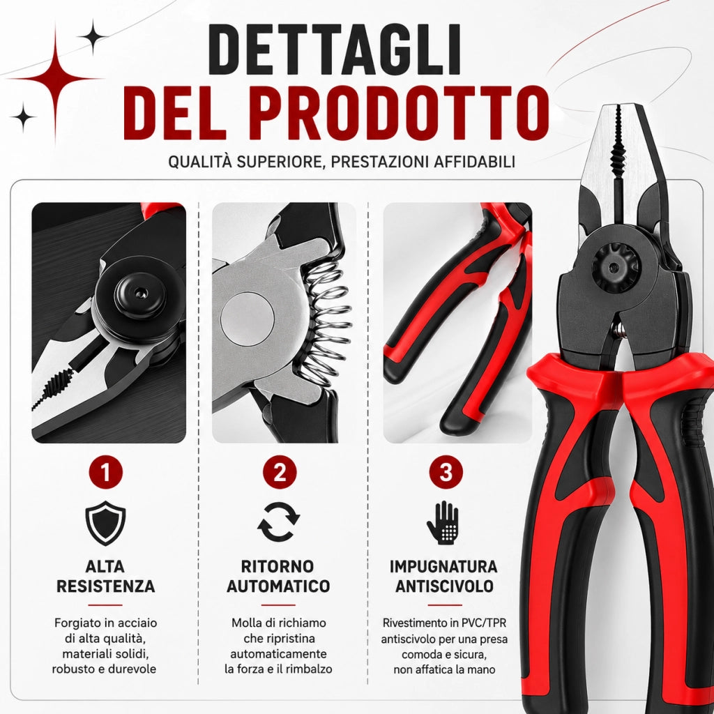 Pinze Multiuso 5 in 1 Teste Intercambiabili con Custodia SJP8029