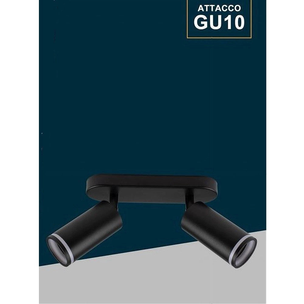 Trade Shop - Applique Plafoniera Orientabile Da Soffitto Parete 2 Diffusori Lampada Gu10 Ts-2 -