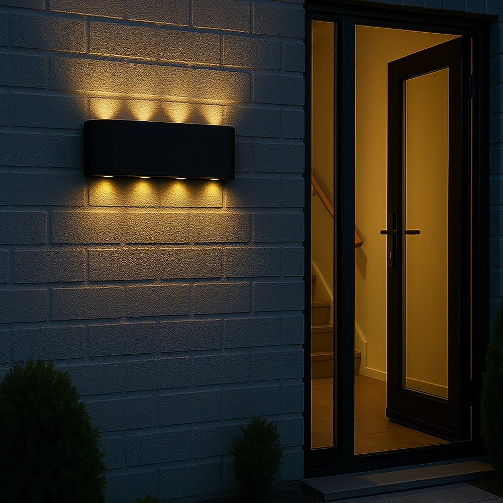 Applique da Muro 8 Led Lampada a Parete Nero con Luce Bianco Caldo 22x8x4cm