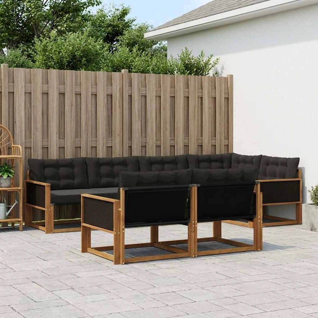 Set di divani da esterno 7 pz Naturale e Nero 3381480