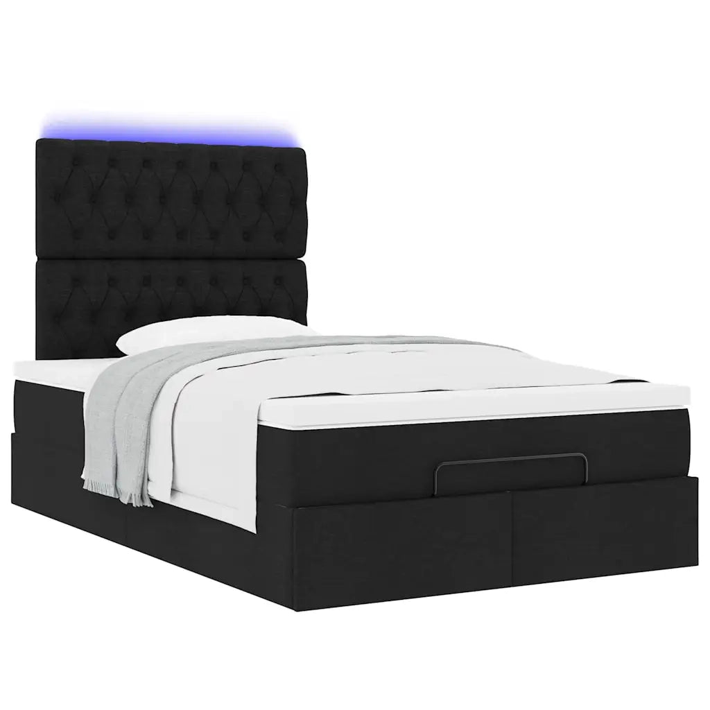 Struttura Letto Pouf con Materasso Nero 120x200 cm in Tessuto 3314081