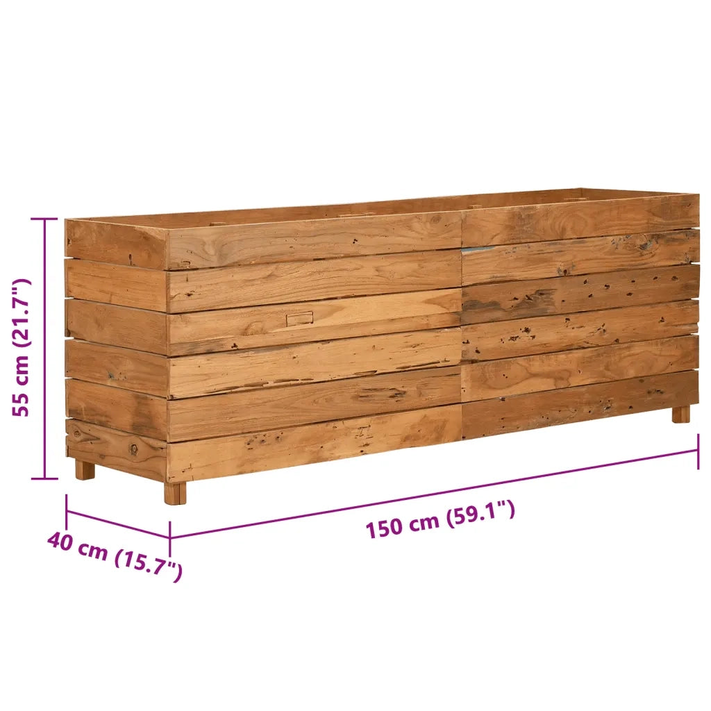 Letto Rialzato 150x40x55 cm Legno di Teak di Recupero e Acciaio 47426
