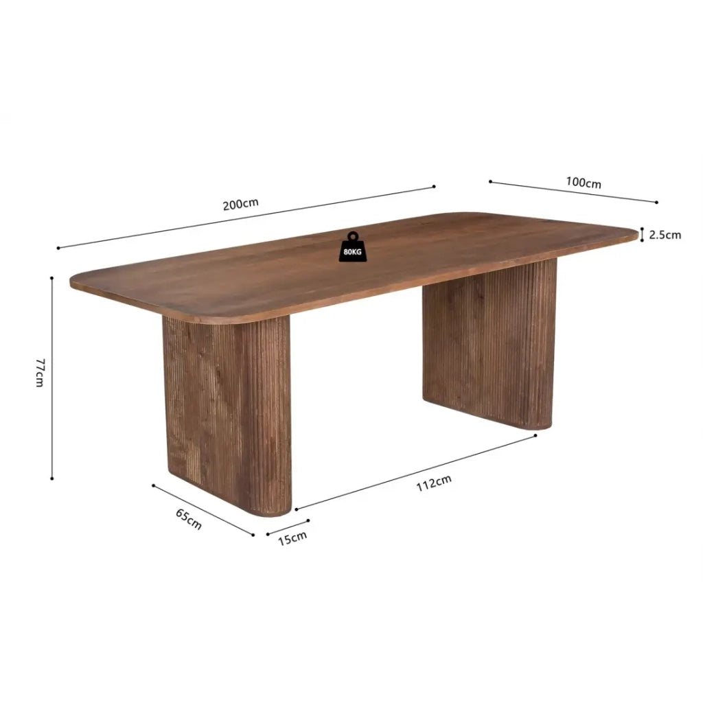 Tavolo da pranzo TALVORA – 200 cm – Legno massello di mango – Stile contemporaneo – Finitura naturale robusta