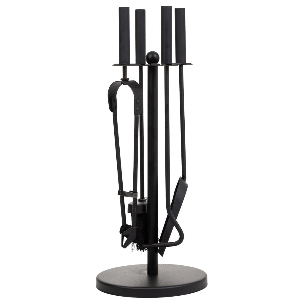 Set di 5 utensili per caminetto in metallo nero