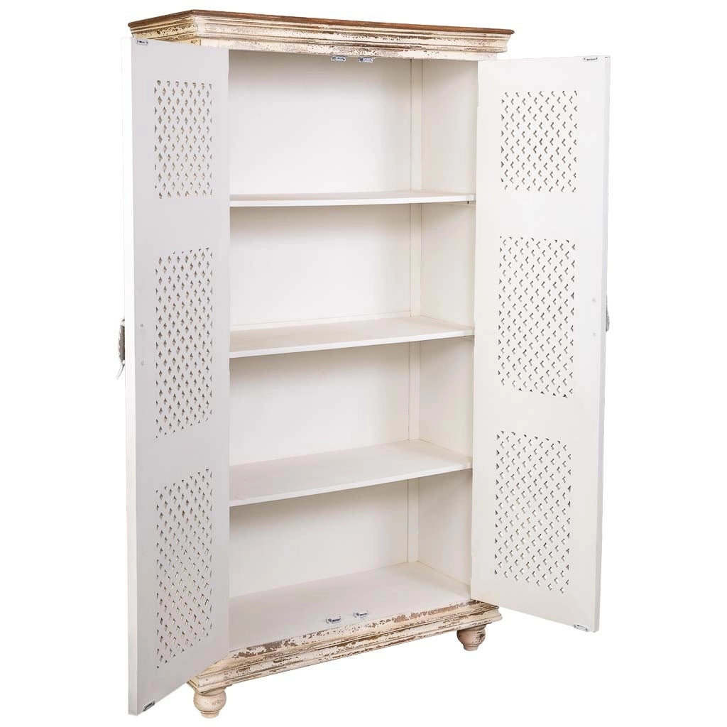 Armadio artigianale in legno bianco 104x43x188h cm
