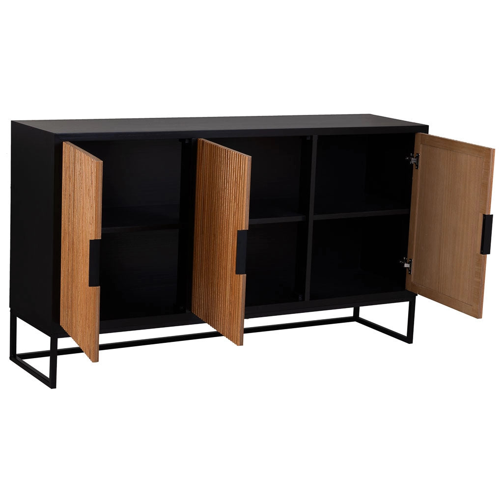 Credenza 3 ante in legno e metallo 160x41,5x90h cm