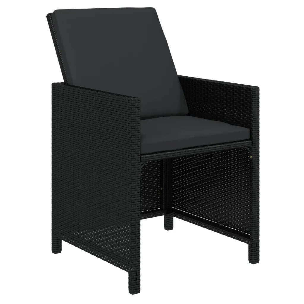 Set da Pranzo da Giardino 21 pz con Cuscini in Polyrattan Nero cod mxl 42919