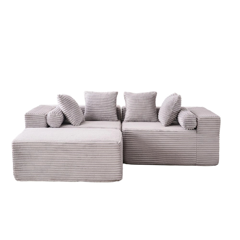 Divano angolare con chaise longue ¨C Minimal ¨C grigio in tessuto chenille